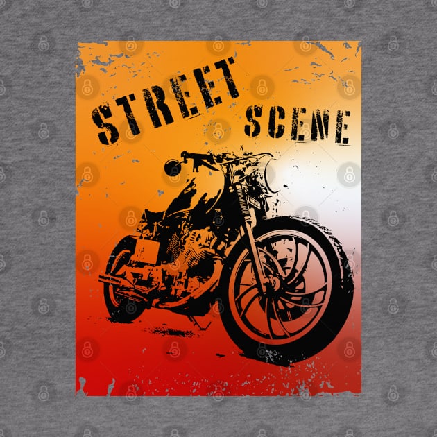 Street motorbike silhouette on grunge background by MultistorieDog